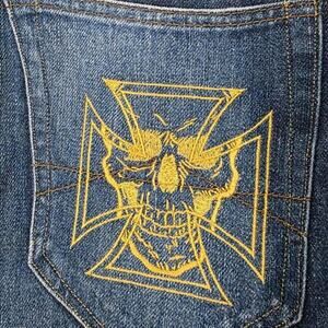 Vintage Custom Made Skull Cross Aeropostale Denim Jeans (34x32)